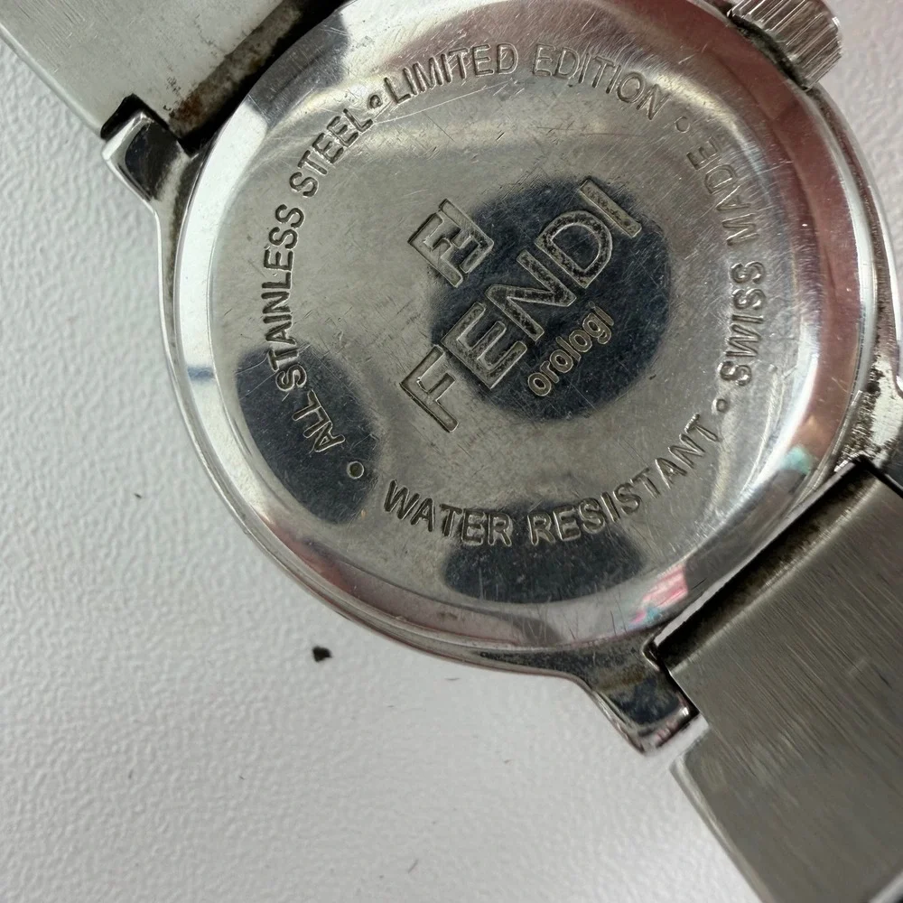 Fendi Orologi Limited Edition Watch Womens Stainless Steel Black Dial Swiss Made